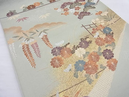 平和屋着物◎六通柄袋帯 草花文 金銀糸 逸品 BAAF2687ea