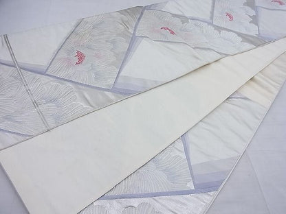 平和屋着物◎六通柄袋帯 唐織 草花文 銀糸 逸品 BAAF4410ea