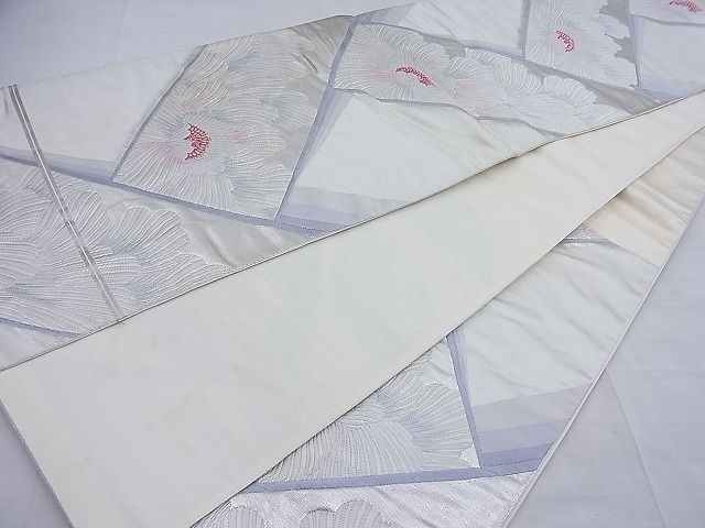 平和屋着物◎六通柄袋帯 唐織 草花文 銀糸 逸品 BAAF4410ea