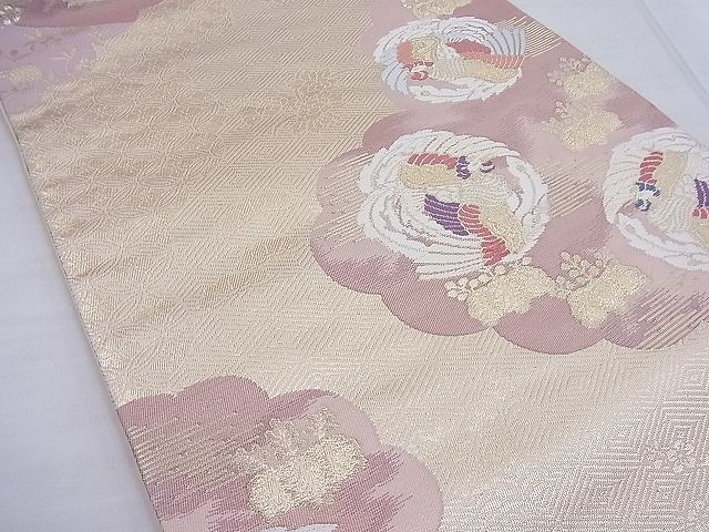 平和屋着物◎六通柄袋帯 唐織 雲取鳳凰文 金糸 逸品 BAAF4416ea
