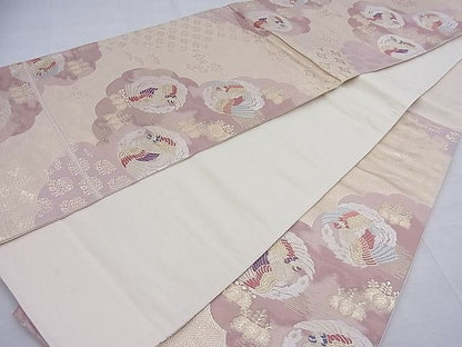 平和屋着物◎六通柄袋帯 唐織 雲取鳳凰文 金糸 逸品 BAAF4416ea