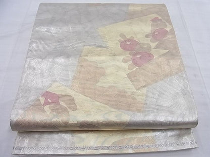 平和屋着物◎六通柄袋帯 色紙重ね花文 引箔 逸品 BAAF4435ea