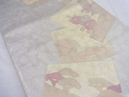 平和屋着物◎六通柄袋帯 色紙重ね花文 引箔 逸品 BAAF4435ea