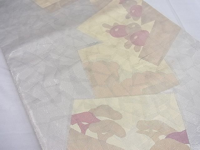 平和屋着物◎六通柄袋帯 色紙重ね花文 引箔 逸品 BAAF4435ea
