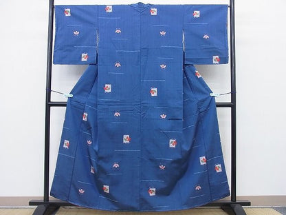 平和屋着物■上質な紬 色紙花文 逸品 BAAF3339ct