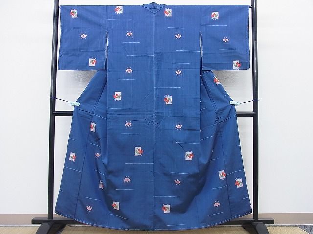平和屋着物■上質な紬 色紙花文 逸品 BAAF3339ct