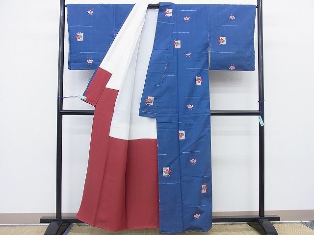 平和屋着物■上質な紬 色紙花文 逸品 BAAF3339ct