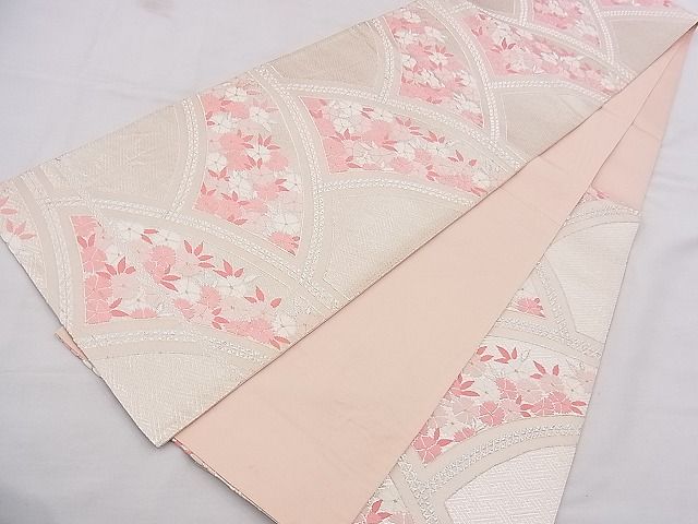平和屋着物◎六通柄袋帯 唐織 地紙撫子文 金銀糸 逸品 BAAE9365hz