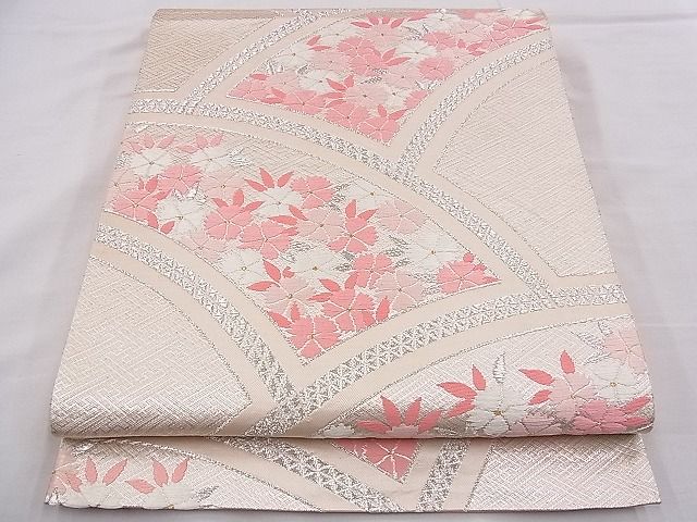 平和屋着物◎六通柄袋帯 唐織 地紙撫子文 金銀糸 逸品 BAAE9365hz