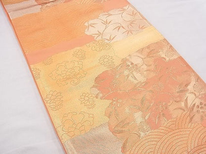 平和屋着物◎六通柄袋帯 笹蔓 金糸 逸品 BAAE9373hz