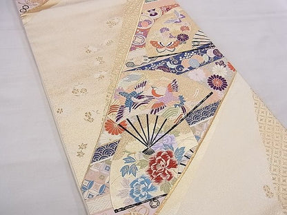 平和屋着物◎六通柄袋帯 唐織 九百 天平裂取能衣文 金糸 逸品 BAAE9395hz