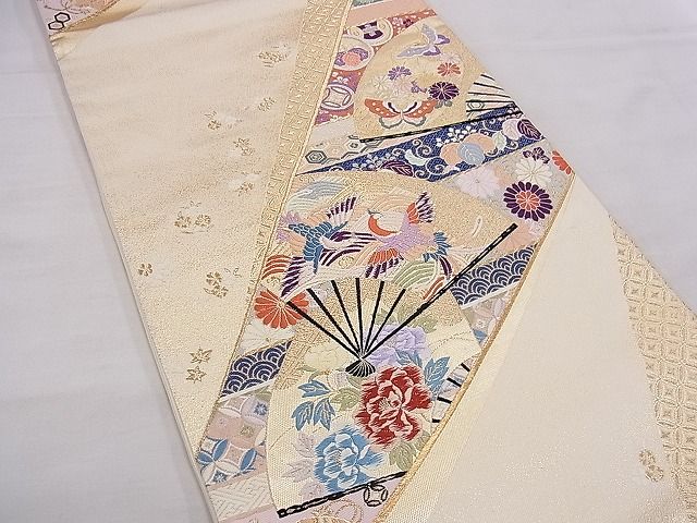 平和屋着物◎六通柄袋帯 唐織 九百 天平裂取能衣文 金糸 逸品 BAAE9395hz
