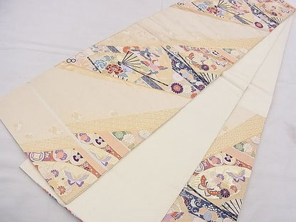 平和屋着物◎六通柄袋帯 唐織 九百 天平裂取能衣文 金糸 逸品 BAAE9395hz