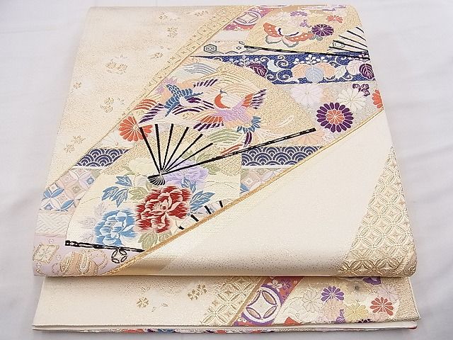 平和屋着物◎六通柄袋帯 唐織 九百 天平裂取能衣文 金糸 逸品 BAAE9395hz