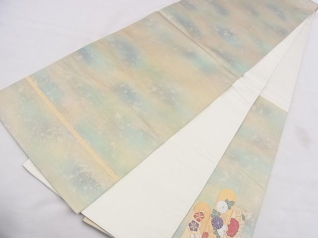平和屋着物◎太鼓柄袋帯 唐織 エ霞花唐草文 彩瀞箔 金糸 逸品 BAAF8807hz