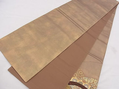 平和屋着物◎太鼓柄袋帯 切嵌 名物裂 金糸 逸品 BAAF8813hz