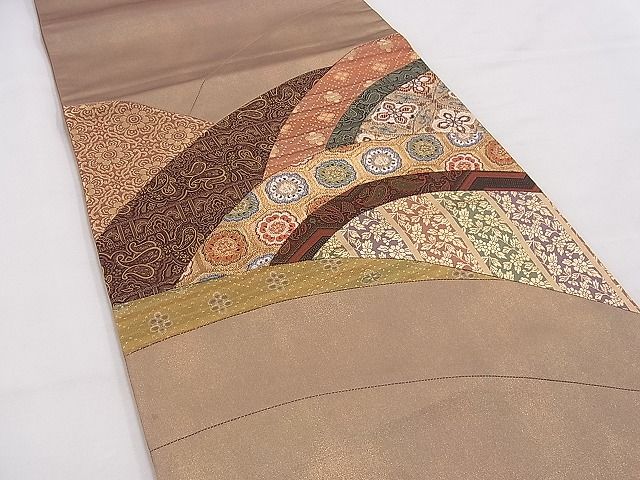 平和屋着物◎太鼓柄袋帯 切嵌 名物裂 金糸 逸品 BAAF8813hz