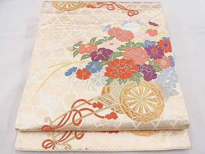 平和屋着物◎六通柄袋帯 唐織 花車文 金銀糸 逸品 BAAF8815hz