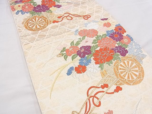 平和屋着物◎六通柄袋帯 唐織 花車文 金銀糸 逸品 BAAF8815hz