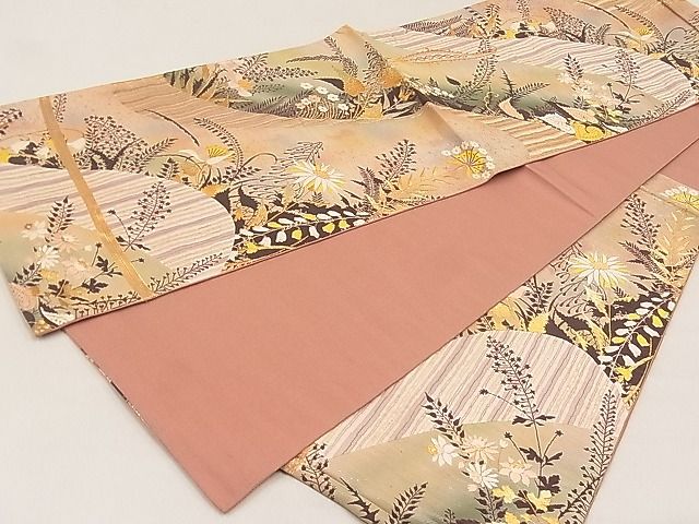 平和屋着物◎六通柄袋帯 草花文 金銀糸 逸品 CAAE3872ku