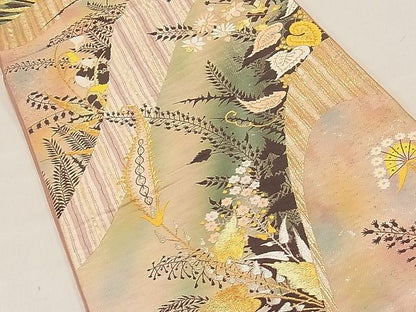 平和屋着物◎六通柄袋帯 草花文 金銀糸 逸品 CAAE3872ku