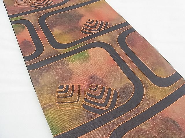 平和屋着物◎六通柄袋帯 幾何学文様 逸品 BAAF0532jm