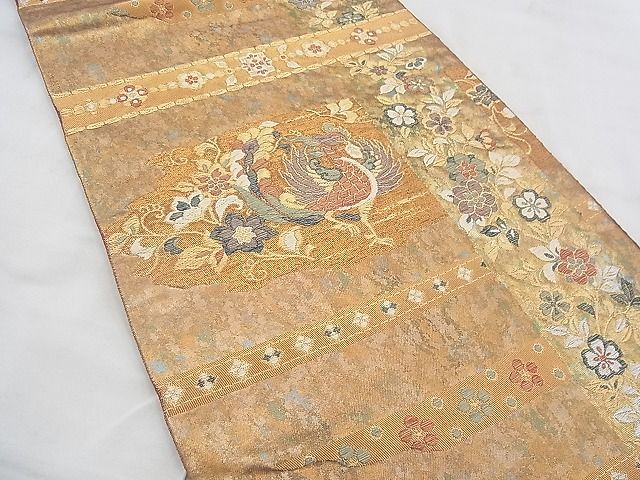 平和屋着物◎六通柄袋帯 花鳥文 金銀糸 引箔 逸品 BAAF0559jm