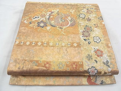 平和屋着物◎六通柄袋帯 花鳥文 金銀糸 引箔 逸品 BAAF0559jm