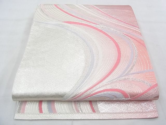 平和屋着物◎六通柄袋帯 唐織 流水文 銀糸 逸品 BAAF0575jm