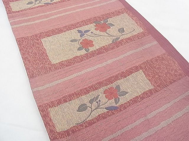 平和屋着物◎六通柄袋帯 横段花文 金糸 逸品 BAAF0599jm