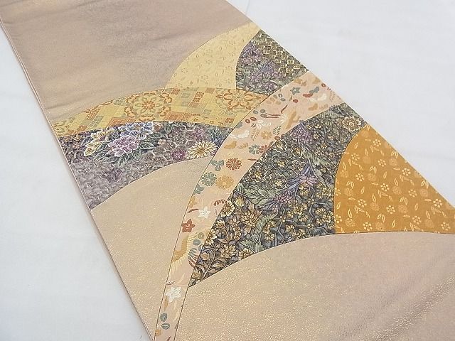 平和屋着物◎太鼓柄袋帯 切嵌花蝶文 金糸 逸品 BAAF0804jm