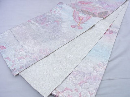 平和屋着物◎佐賀錦 全通柄袋帯 花鳥文 金銀糸 逸品 BAAF0828jm