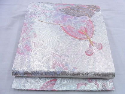 平和屋着物◎佐賀錦 全通柄袋帯 花鳥文 金銀糸 逸品 BAAF0828jm