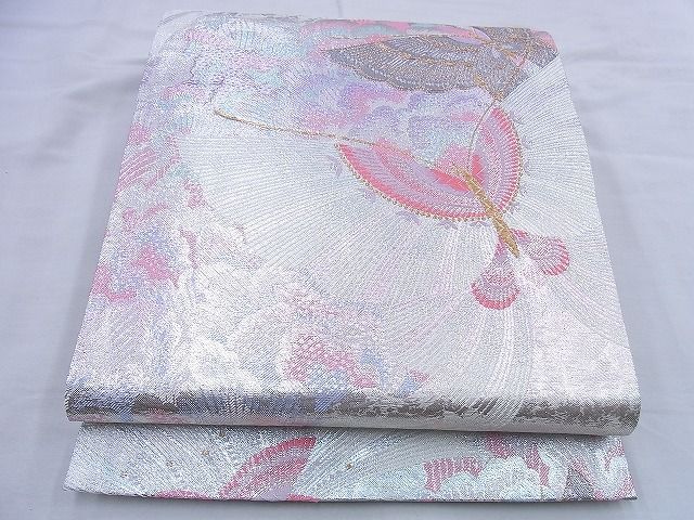 平和屋着物◎佐賀錦 全通柄袋帯 花鳥文 金銀糸 逸品 BAAF0828jm