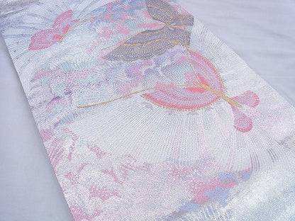 平和屋着物◎佐賀錦 全通柄袋帯 花鳥文 金銀糸 逸品 BAAF0828jm