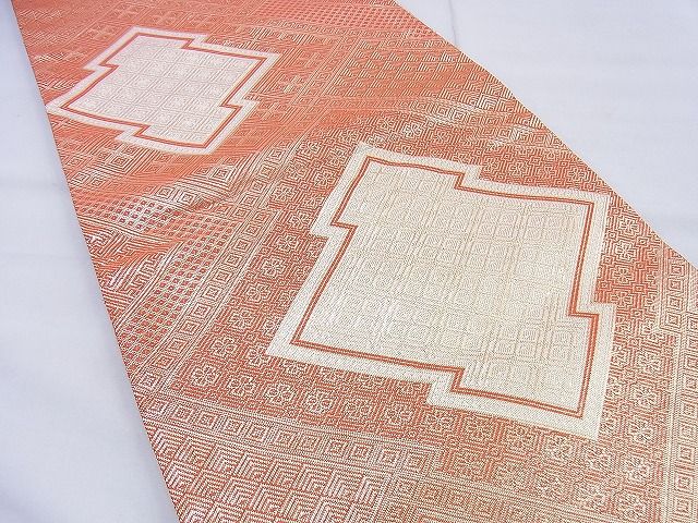 平和屋着物◎佐賀錦 全通柄袋帯 美加沙 松皮菱 金糸 逸品 BAAF0835jm