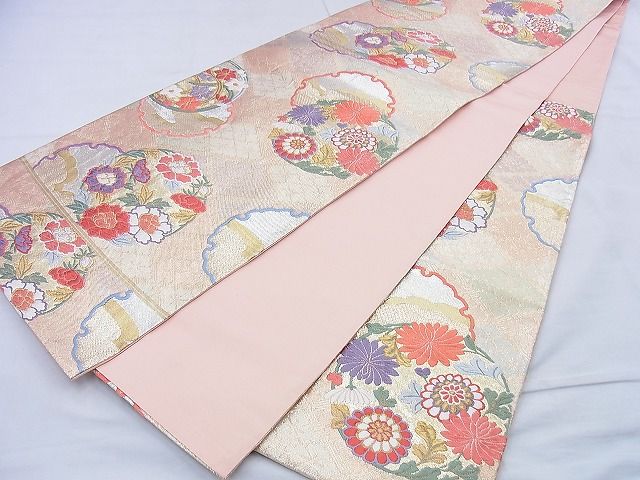 平和屋着物◎六通柄袋帯 唐織 雪輪重花文 金糸 逸品 BAAF0834jm