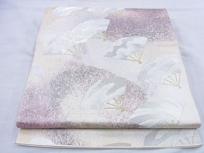 平和屋着物◎六通柄袋帯 舞扇文 金糸 逸品 BAAF0846jm