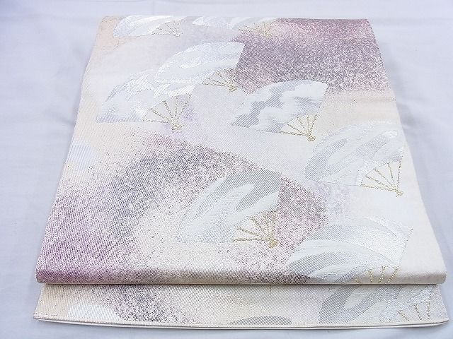 平和屋着物◎六通柄袋帯 舞扇文 金糸 逸品 BAAF0846jm