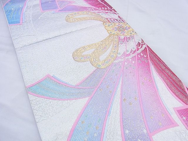 平和屋着物◎六通柄袋帯 束ね熨斗花文 金銀糸 逸品 BAAF0848jm