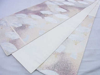 平和屋着物◎六通柄袋帯 舞扇文 金糸 逸品 BAAF0846jm