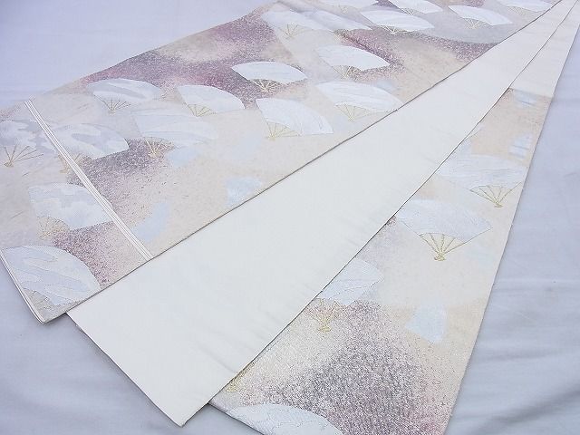 平和屋着物◎六通柄袋帯 舞扇文 金糸 逸品 BAAF0846jm