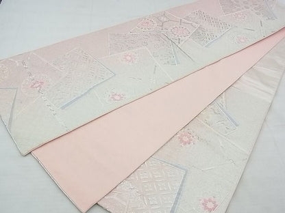 平和屋着物◎六通柄袋帯 唐織 色紙重ね吉祥花文 金糸 逸品 BAAE9683ns