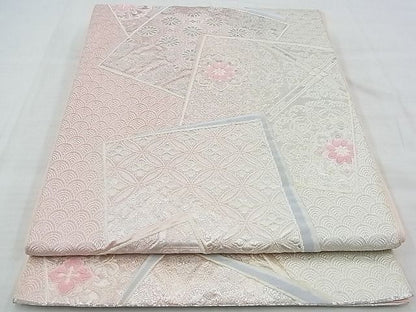平和屋着物◎六通柄袋帯 唐織 色紙重ね吉祥花文 金糸 逸品 BAAE9683ns