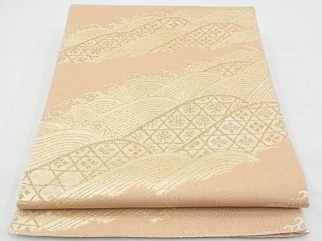 平和屋着物◎六通柄袋帯 立波花文 金糸 逸品 BAAE9684ns