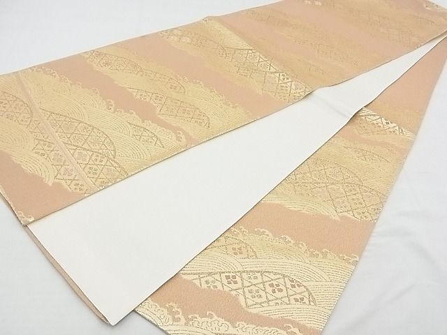 平和屋着物◎六通柄袋帯 立波花文 金糸 逸品 BAAE9684ns