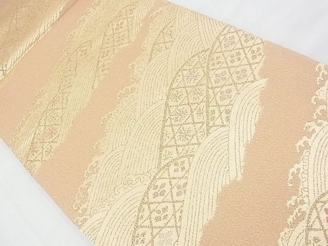 平和屋着物◎六通柄袋帯 立波花文 金糸 逸品 BAAE9684ns
