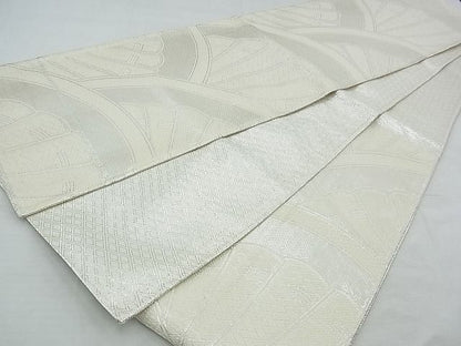 平和屋着物◎西陣 佐賀錦 全通柄袋帯 檜扇文 銀糸 逸品 BAAE9687ns