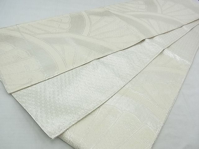 平和屋着物◎西陣 佐賀錦 全通柄袋帯 檜扇文 銀糸 逸品 BAAE9687ns