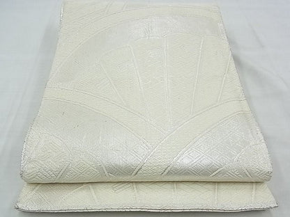 平和屋着物◎西陣 佐賀錦 全通柄袋帯 檜扇文 銀糸 逸品 BAAE9687ns